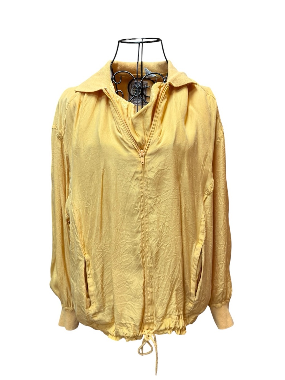 Kriss Kross Silk Yellow Zip-Front Athletic Jacket Medium
